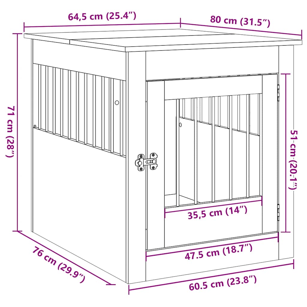 Boks za psa starinski les 64,5x80x71 cm inženirski les