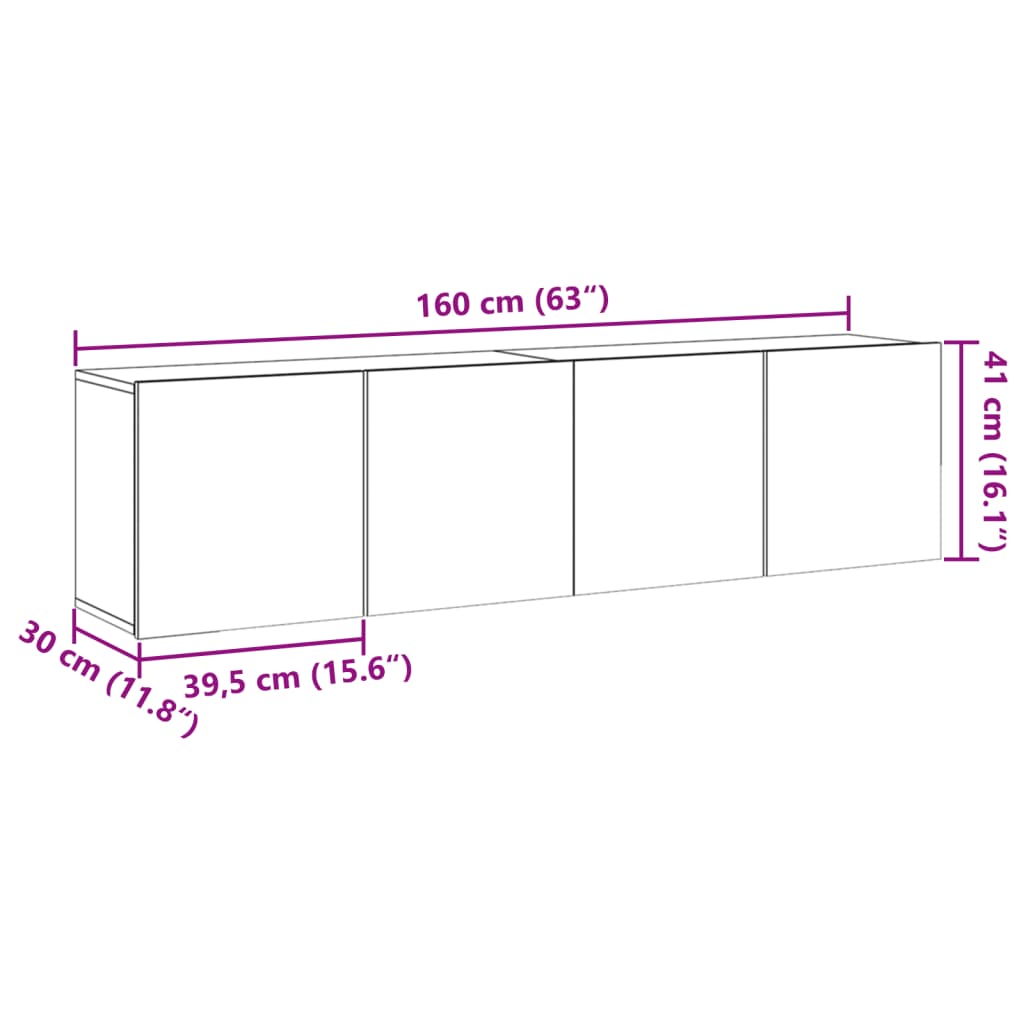 Stenske TV omarice 2 kosa starinski les 80x30x41 cm