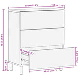 Komoda 60x33,5x75 cm trden robusten mangov les in kovina