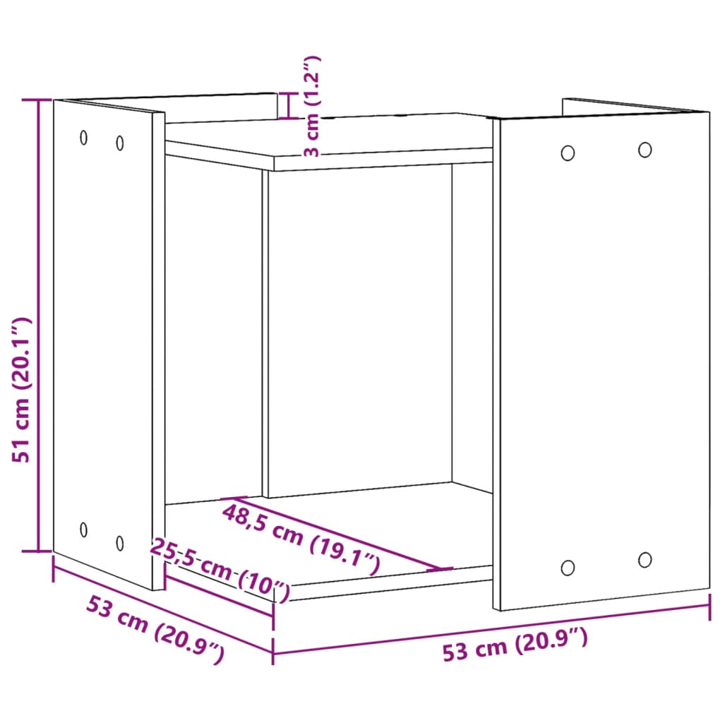 Omara za mačje stranišče sonoma hrast 53x53x51 cm inž. les