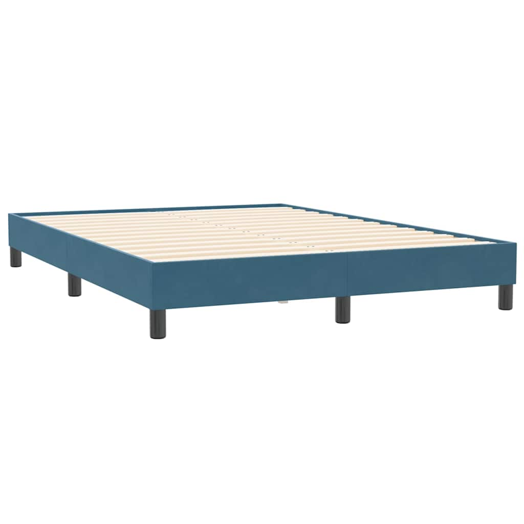 Box spring postelja brez vzmetnico temno modra 160x210 cm žamet