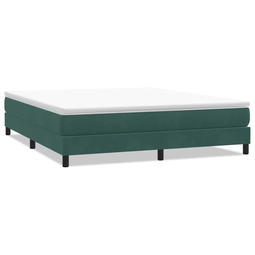 Box spring postelja brez vzmetnico temno zelena 180x210cm žamet