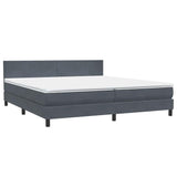 Box spring postelja z vzmetnico temno siva 180x210 cm žamet