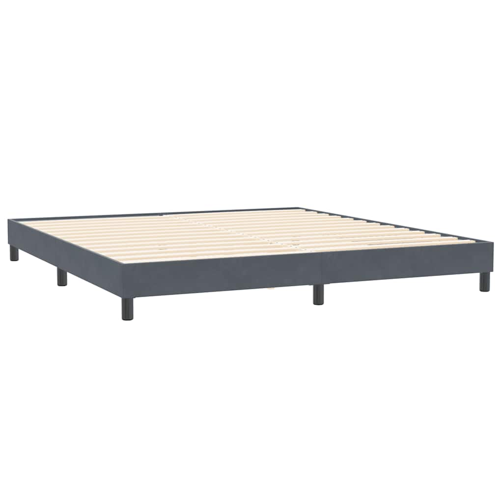 Box spring postelja z vzmetnico temno siva 180x210 cm žamet