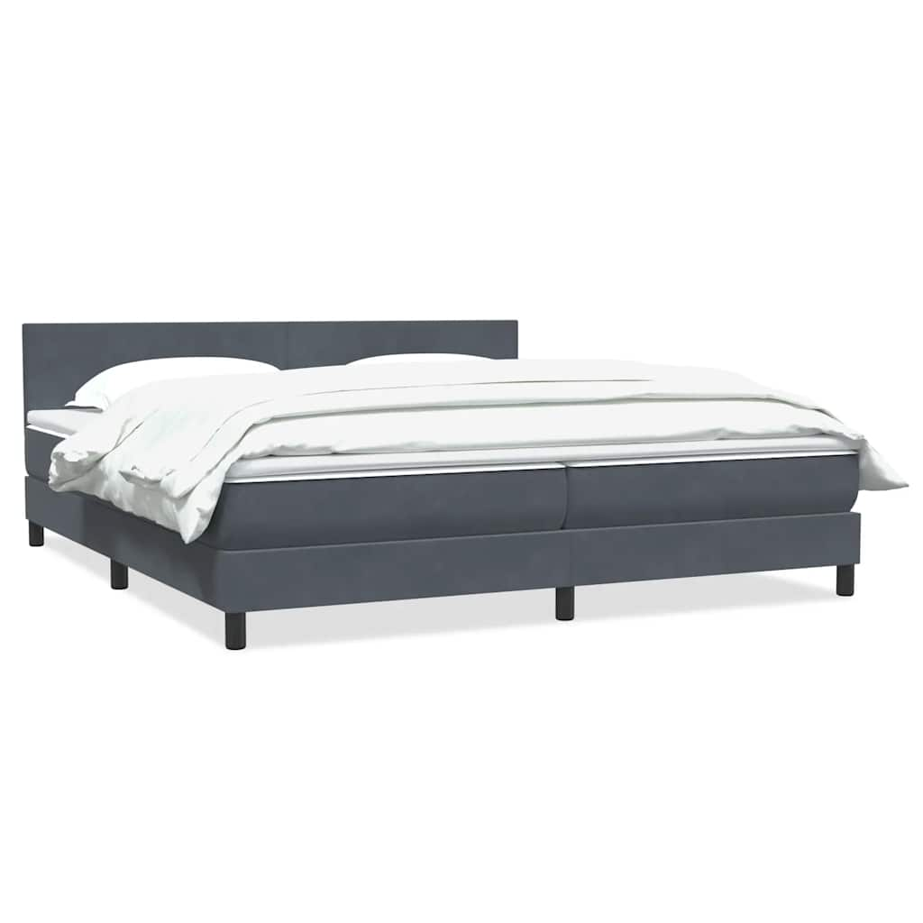 Box spring postelja z vzmetnico temno siva 180x210 cm žamet