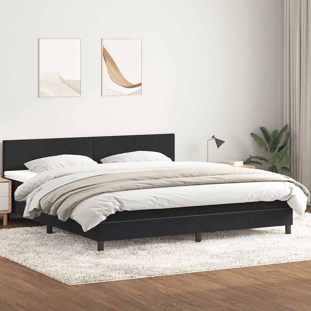 Box spring postelja z vzmetnico črna 180x210 cm žamet