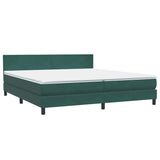 Box spring postelja z vzmetnico temno zelena 180x210 cm žamet