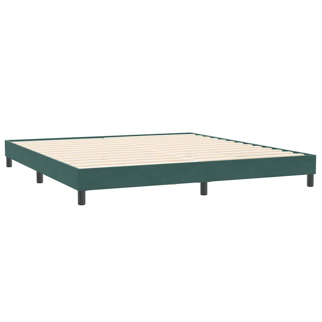 Box spring postelja z vzmetnico temno zelena 180x210 cm žamet