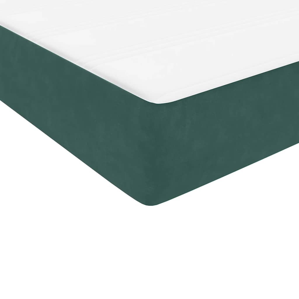 Box spring postelja z vzmetnico temno zelena 180x210 cm žamet