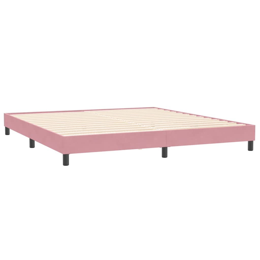 Box spring postelja z vzmetnico roza 180x210 cm žamet