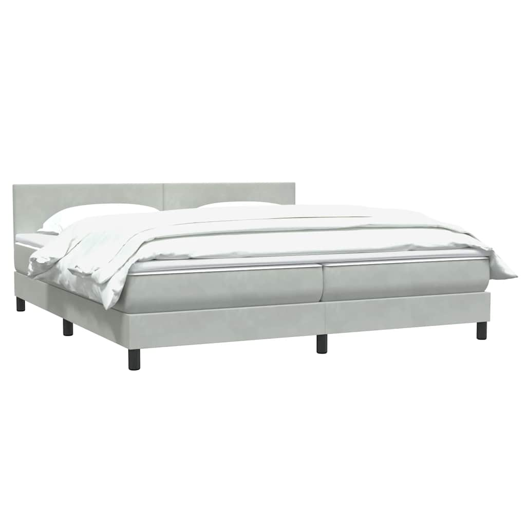 Box Spring postelja z vzmetnico svetlo siva 200x210 cm žametna