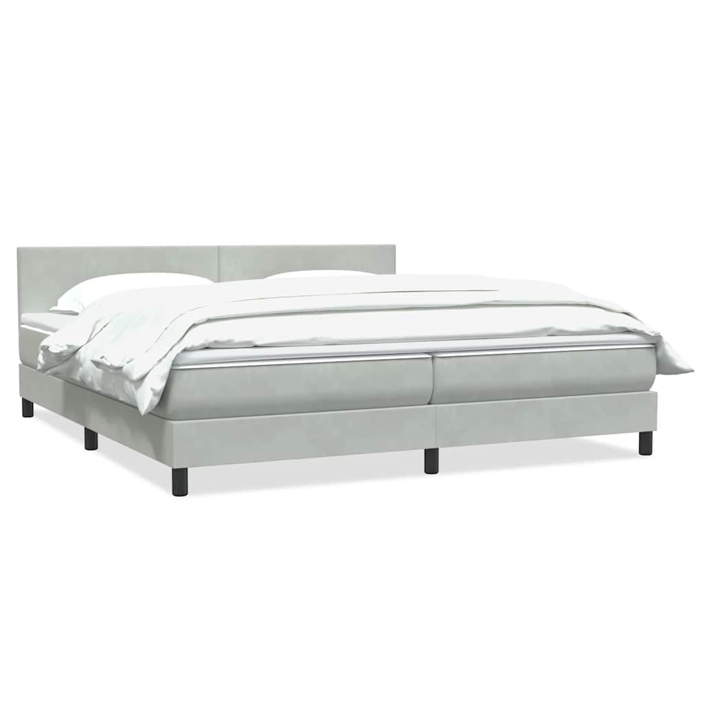 Box Spring postelja z vzmetnico svetlo siva 200x210 cm žametna