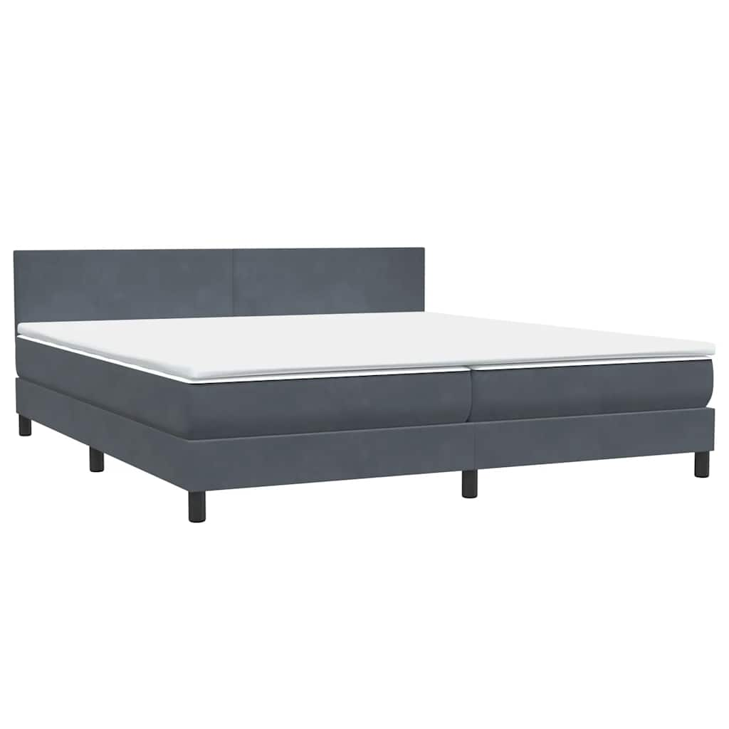 Box Spring postelja z vzmetnico Temno siva 200x210 cm Velvet