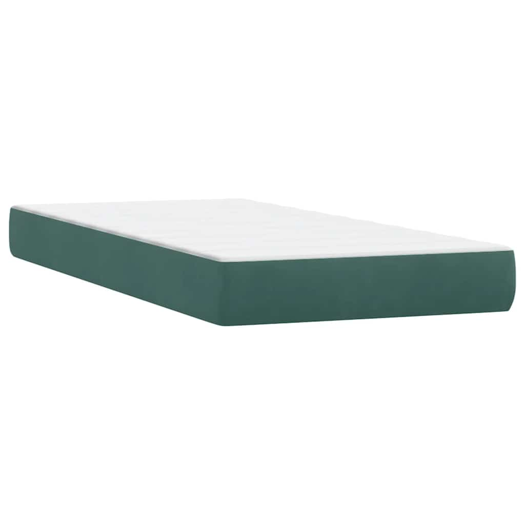 Box Spring postelja z vzmetnico Temno zelena 200x210 cm Žamet