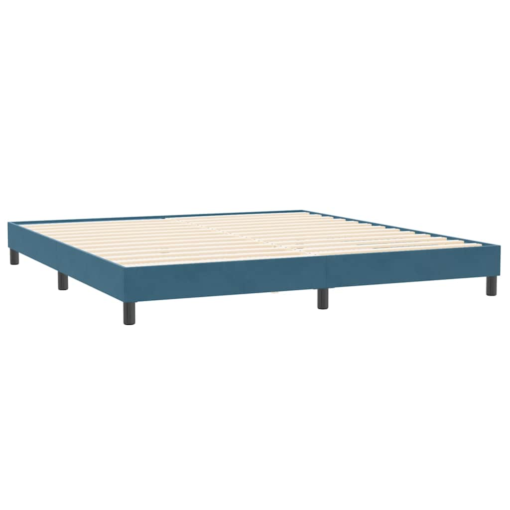 Box Spring postelja z vzmetnico Temno modra 200x210 cm Žamet