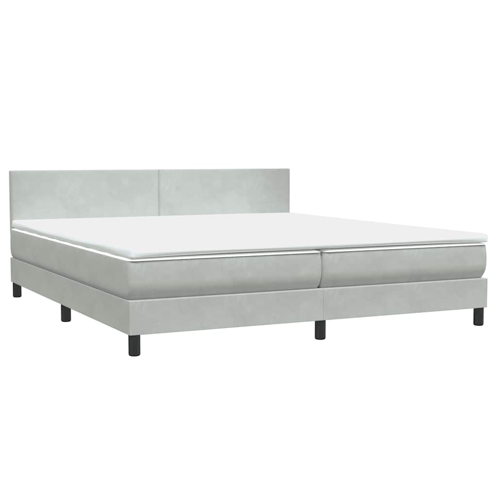 Box Spring postelja z vzmetnico svetlo siva 180x220 cm žametna