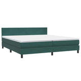 Box spring postelja z vzmetnico temno zelena 180x220 cm žamet