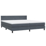 Box Spring postelja z vzmetnico Temno siva 200x220 cm žametna