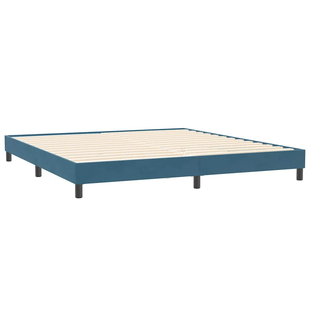 Box Spring postelja z vzmetnico Temno modra 200x220 cm žamet