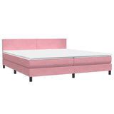 Box Spring postelja z vzmetnico Pink 200x220 cm žamet