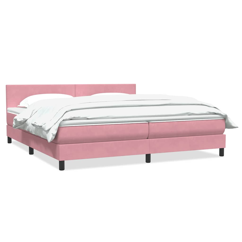 Box Spring postelja z vzmetnico Pink 200x220 cm žamet