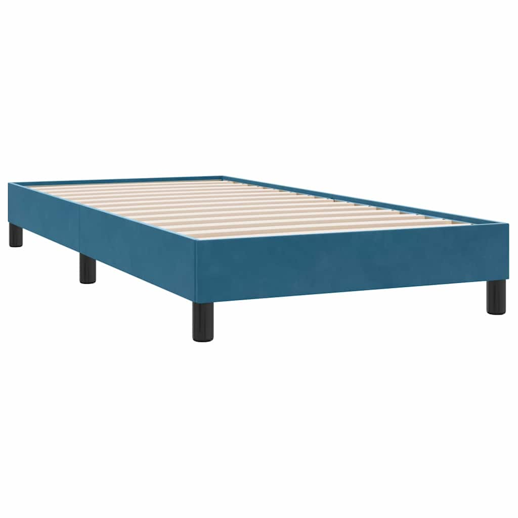 Box spring postelja z vzmetnico temno modra 90x210 cm žamet