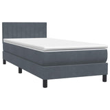 Box spring postelja z vzmetnico temno siva 100x210 cm žamet