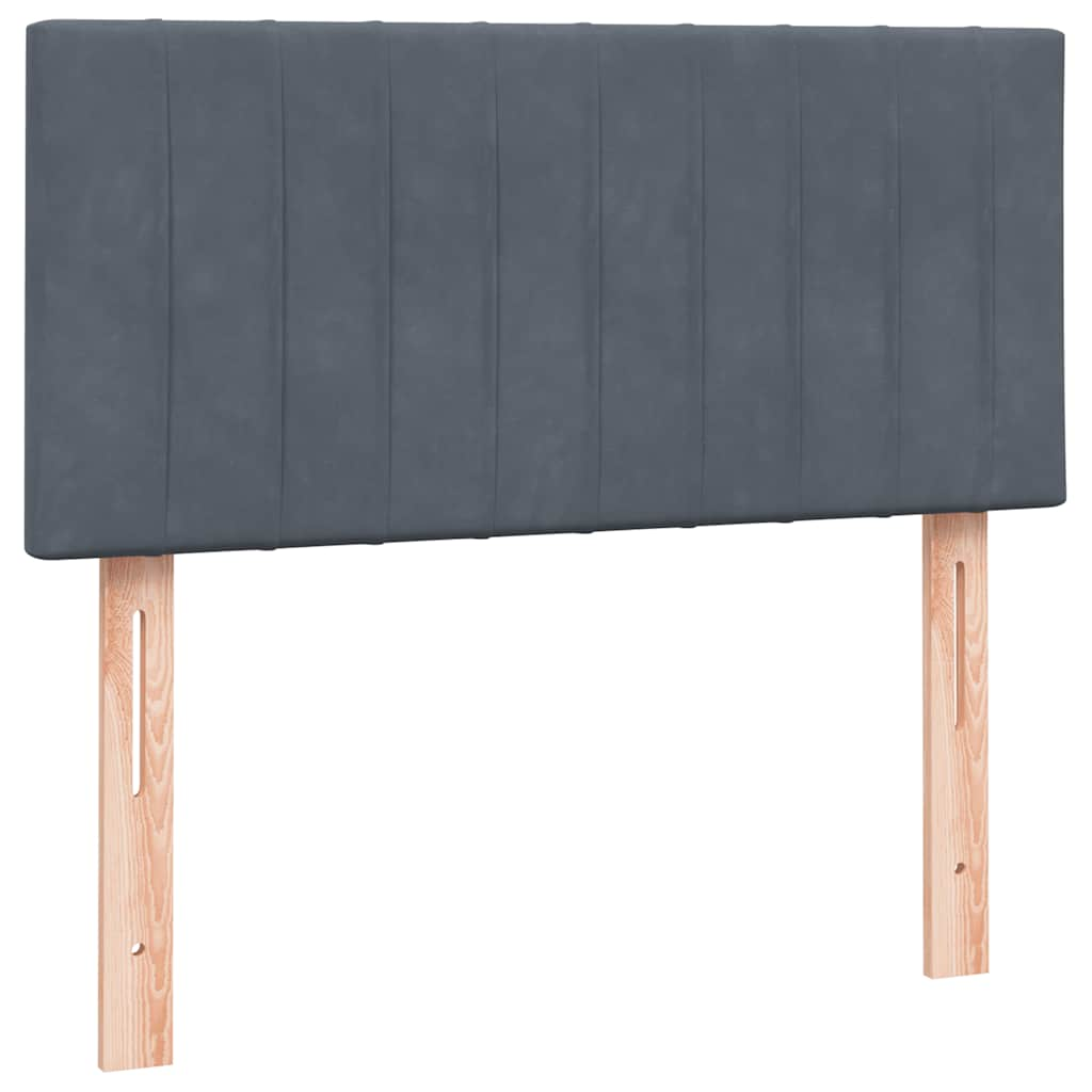 Box spring postelja z vzmetnico temno siva 100x210 cm žamet