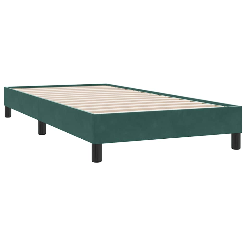 Box spring postelja z vzmetnico temno zelena 100x210 cm žamet