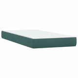 Box spring postelja z vzmetnico temno zelena 100x210 cm žamet