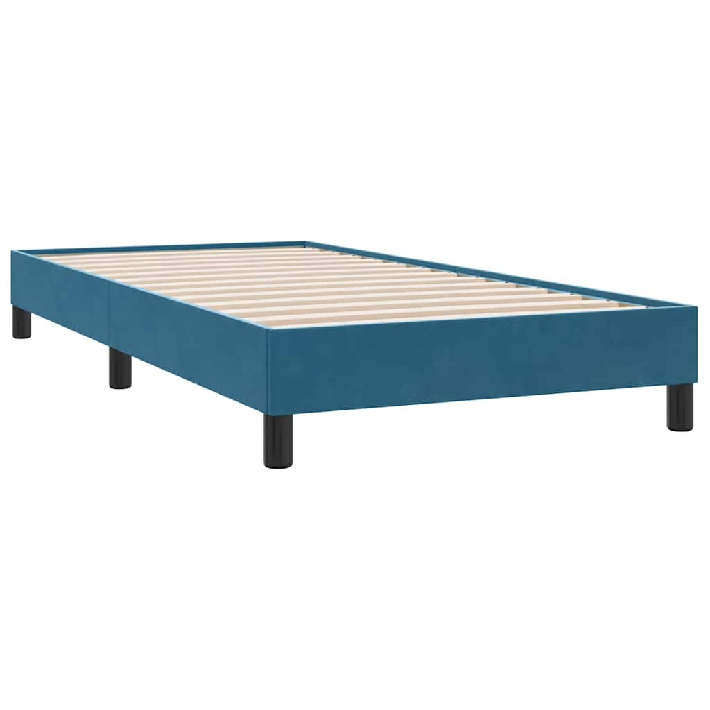 Box spring postelja z vzmetnico temno modra 100x210 cm žamet