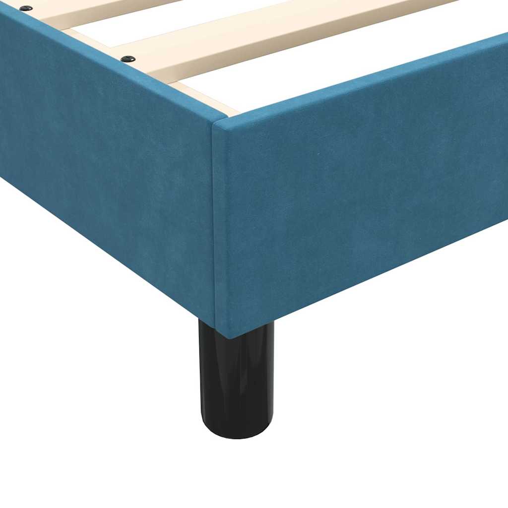 Box spring postelja z vzmetnico temno modra 100x210 cm žamet