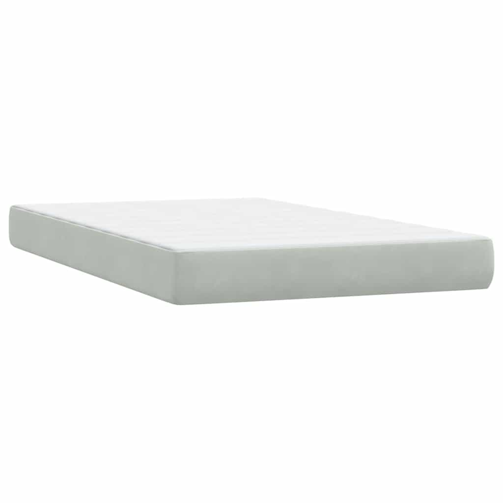 Box spring postelja z vzmetnico svetlo siva 120x210 cm žamet