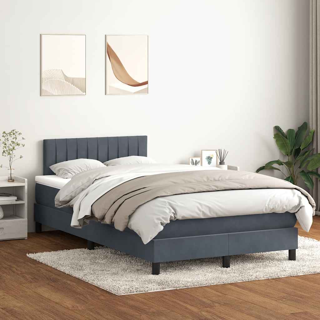 Box spring postelja z vzmetnico temno siva 120x210 cm žamet