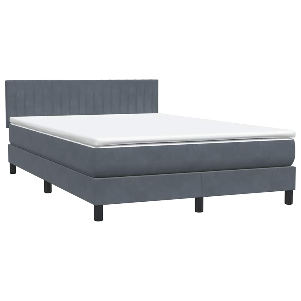 Box spring postelja z vzmetnico temno siva 140x210 cm žamet