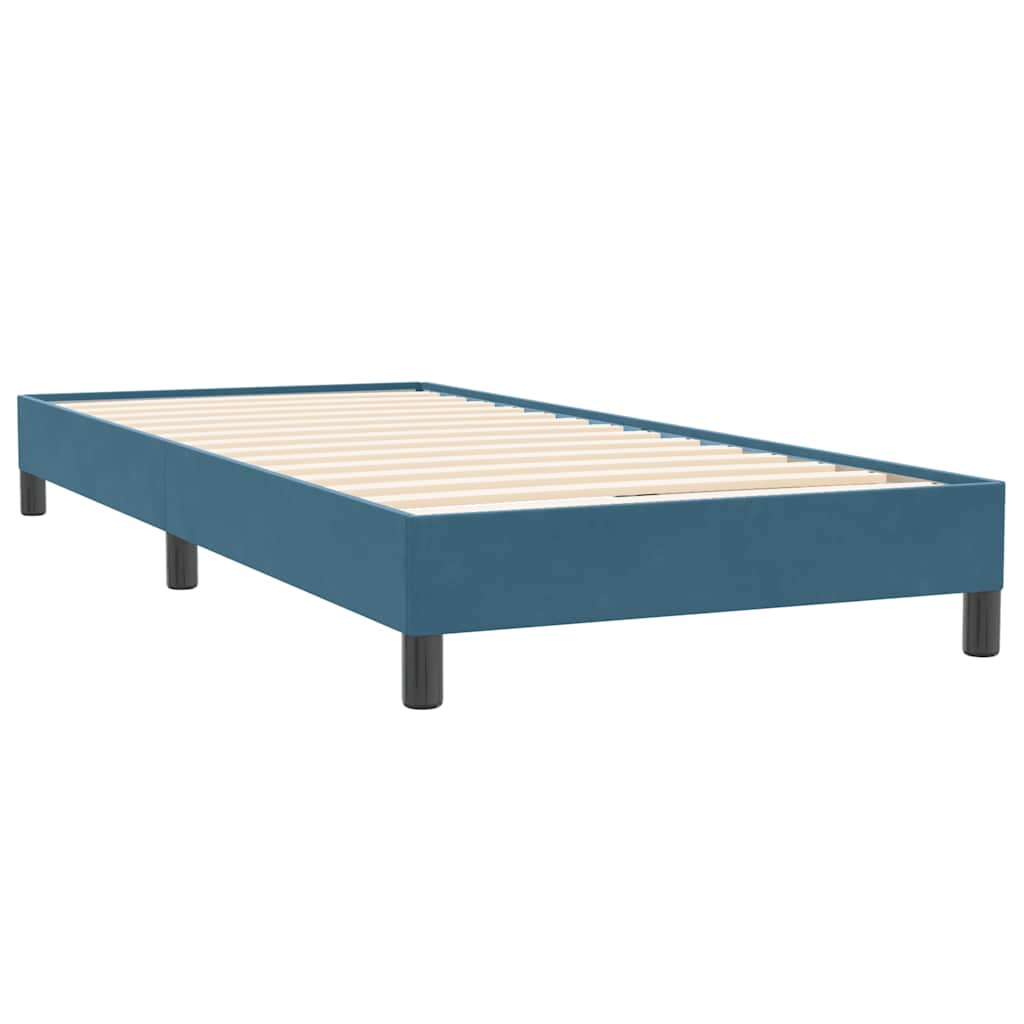 Box spring postelja z vzmetnico temno modra 80x220 cm žamet