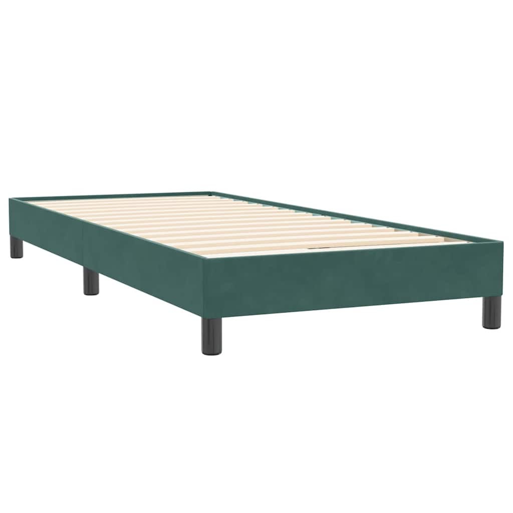 Box spring postelja z vzmetnico temno zelena 90x220 cm žamet