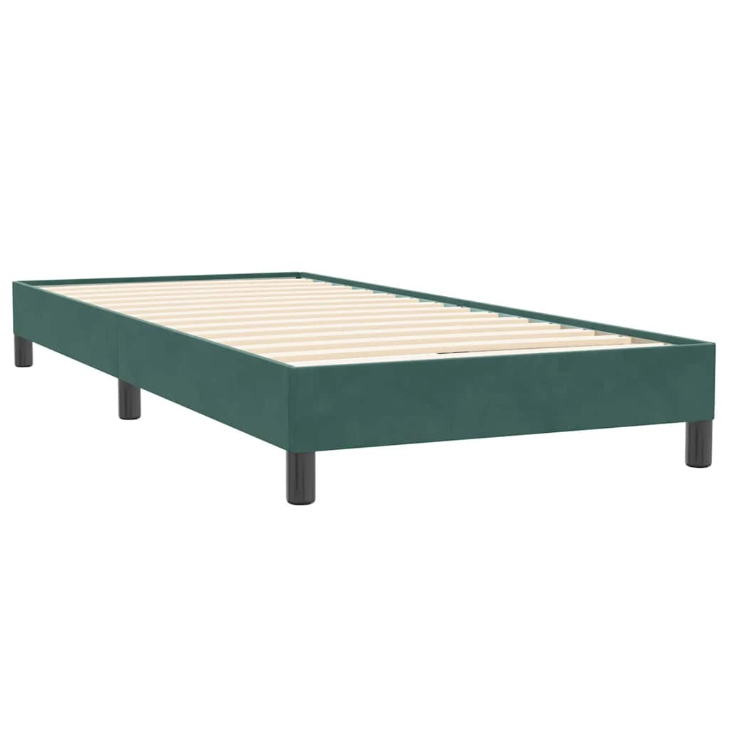 Box spring postelja z vzmetnico temno zelena 100x220 cm žamet