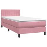 Box Spring postelja z vzmetnico Pink 100x220 cm Velvet