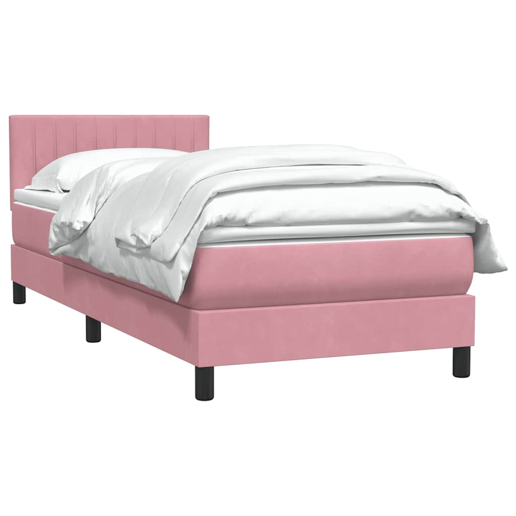 Box Spring postelja z vzmetnico Pink 100x220 cm Velvet