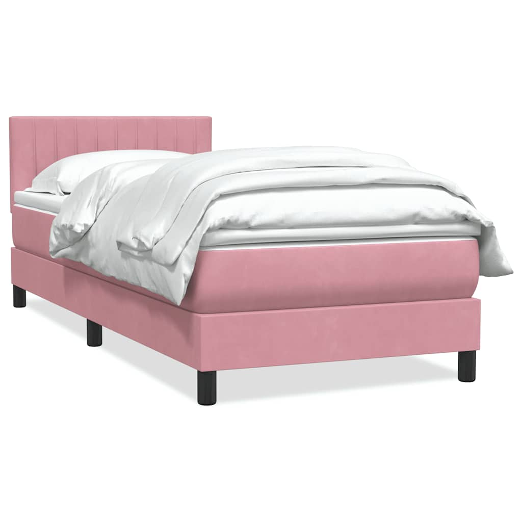 Box Spring postelja z vzmetnico Pink 100x220 cm Velvet