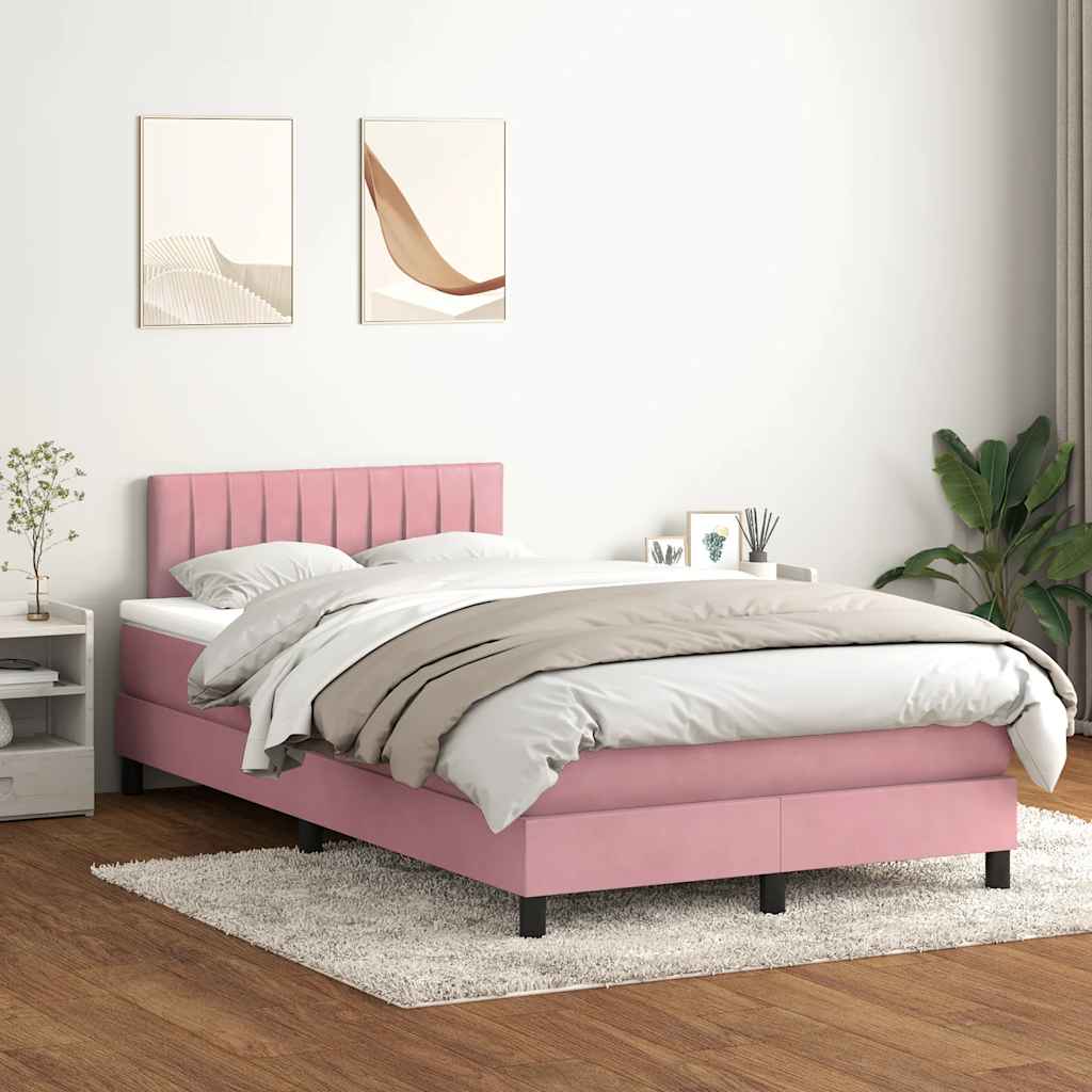 Box Spring postelja z vzmetnico Pink 120x220 cm Velvet