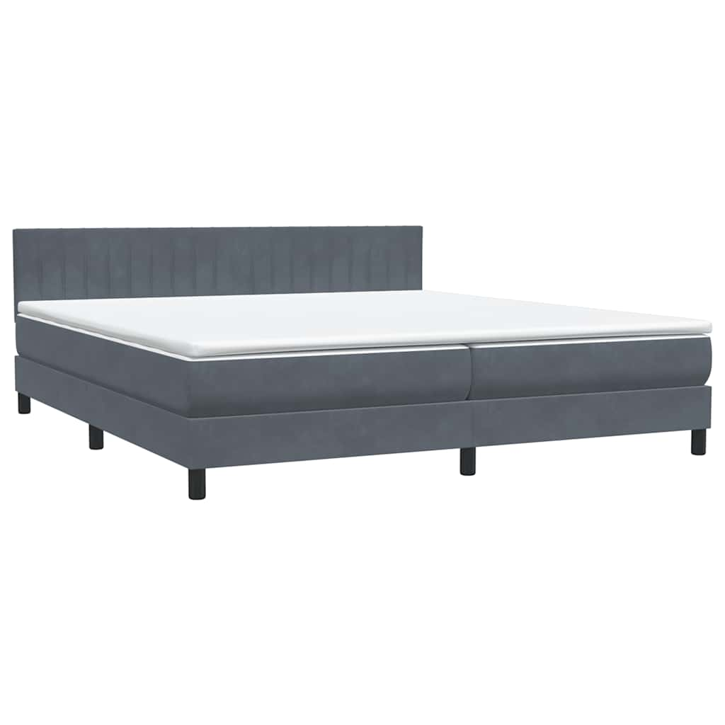 Box Spring postelja z vzmetnico Temno siva 180x220 cm žamet