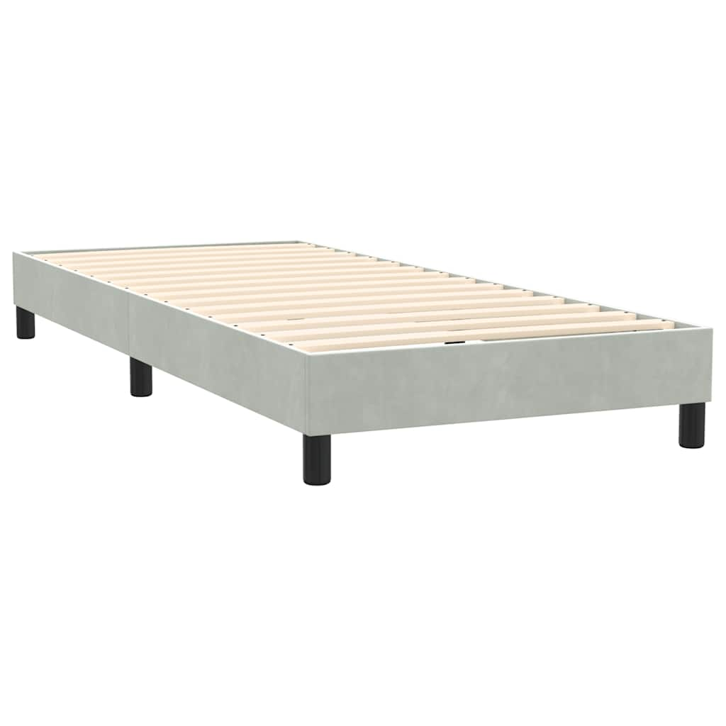 Box spring postelja z vzmetnico svetlo siv 90x220 cm žamet