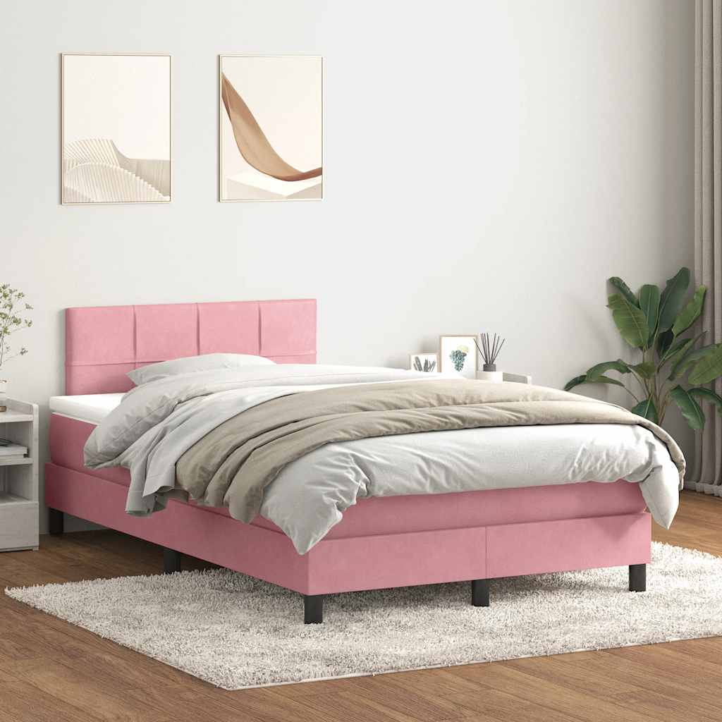 Box Spring postelja z vzmetnico Pink 120x220 cm Velvet