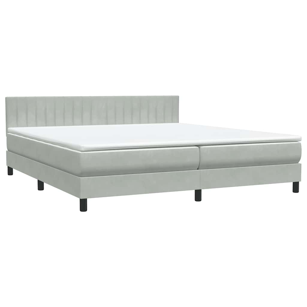 Box Spring postelja z vzmetnico svetlo siva 200x210 cm žametna