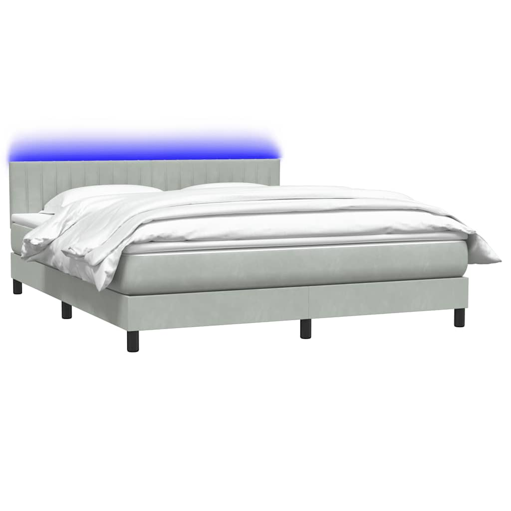 Box Spring postelja z vzmetnico svetlo siva 180x220 cm žametna