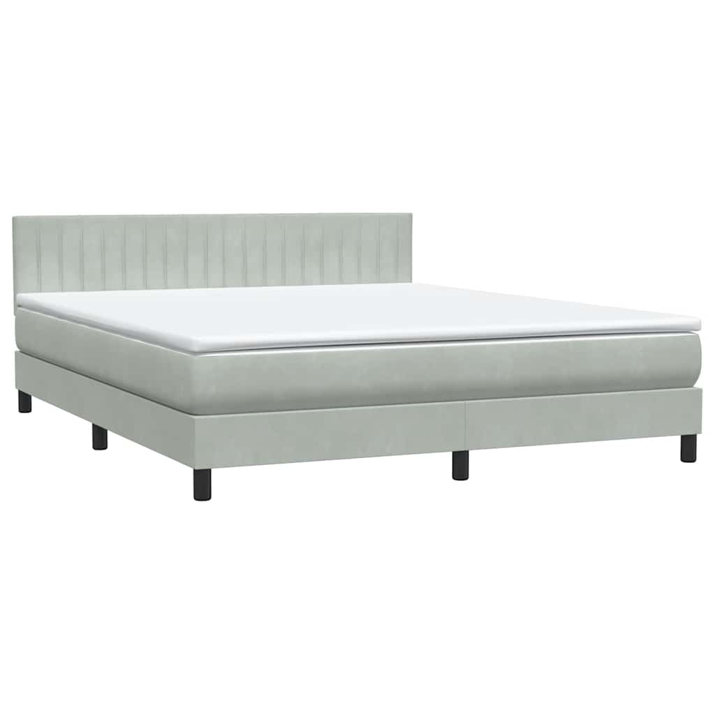 Box Spring postelja z vzmetnico svetlo siva 180x220 cm žametna