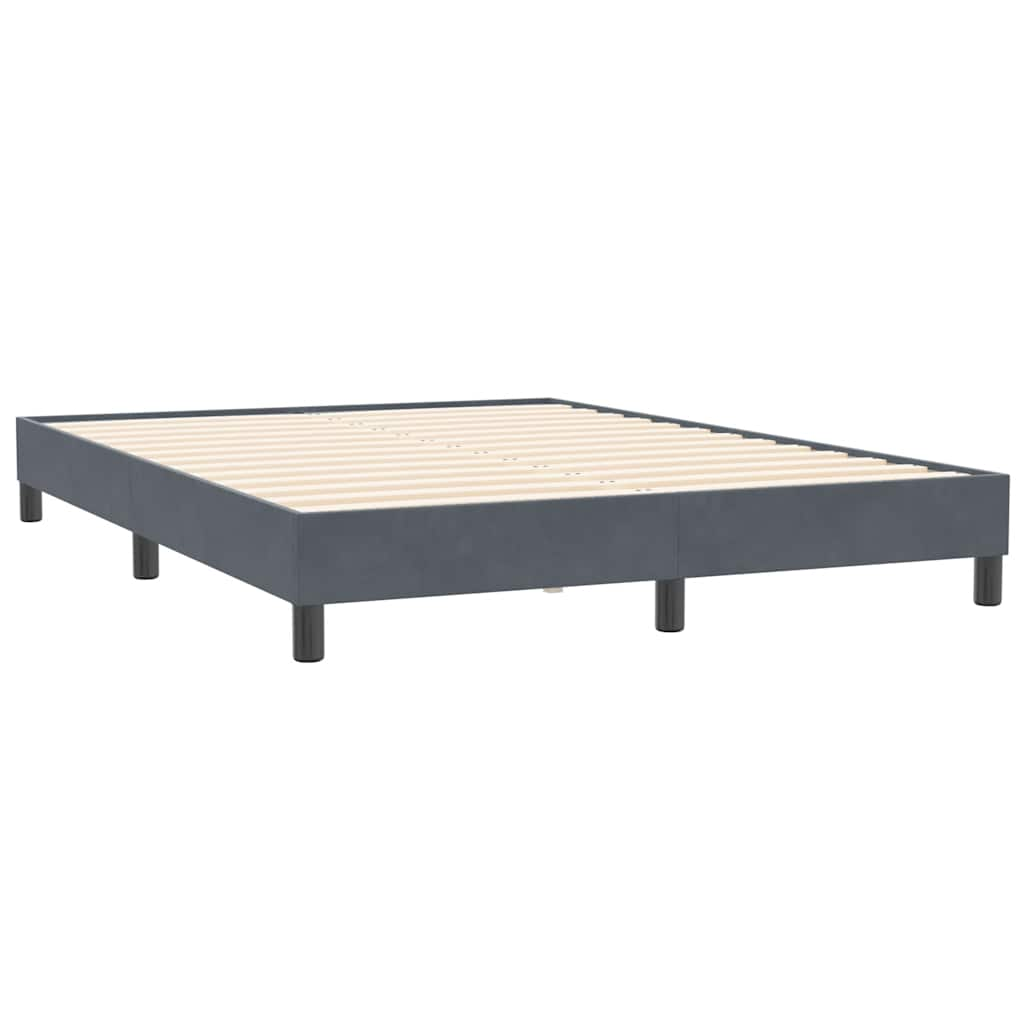 Box spring postelja z vzmetnico temno siva 140x210 cm žamet