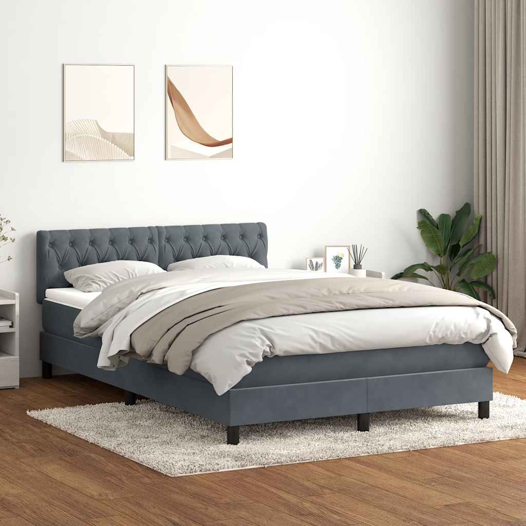 Box spring postelja z vzmetnico temno siva 140x210 cm žamet